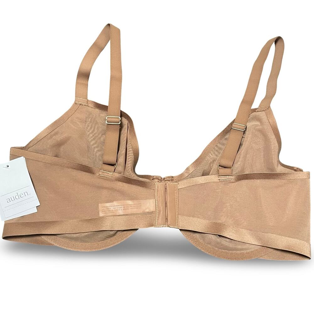 Auden Bra 38DD Unlined Demi Coverage Underwire Bra Sheer Mesh Brown NWT New - Picture 7 of 11